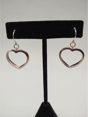 Sterling Silver Open Heart Dangle Earrings 925